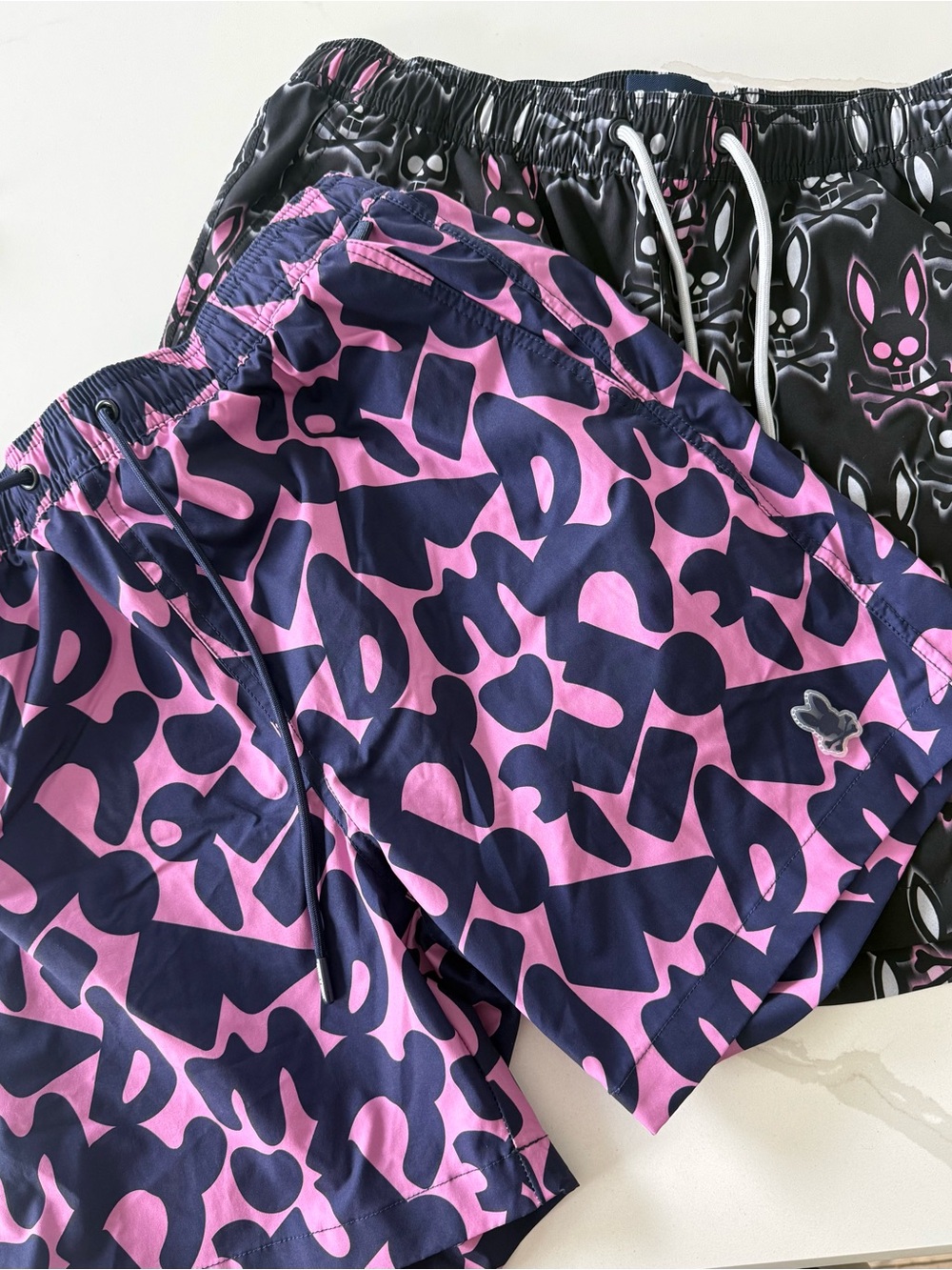 2 Psycho Bunny Men's Swim Shorts - Bold Graphic Print